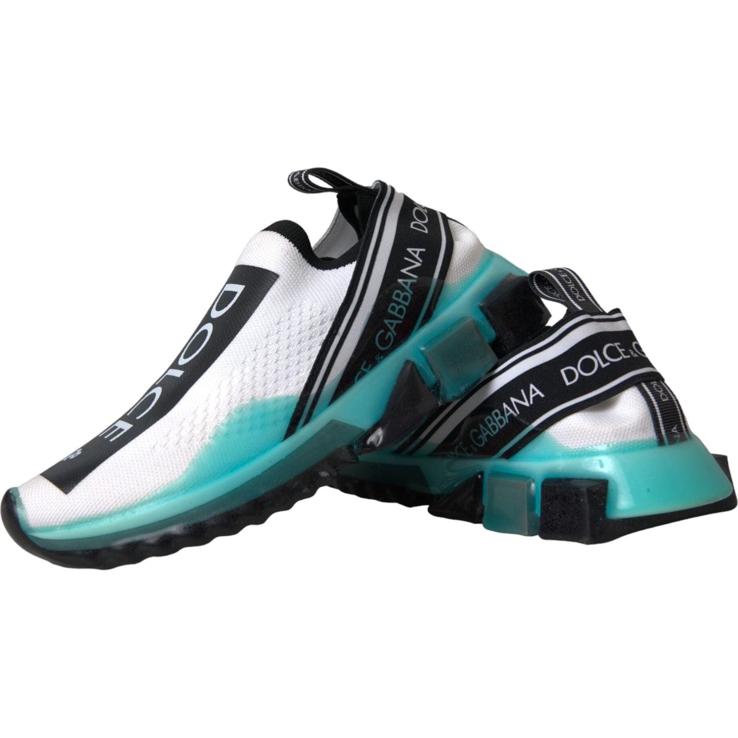 Dolce & Gabbana Black White Blue Slip On Sorrento Sneakers Shoes LA11104-35.5