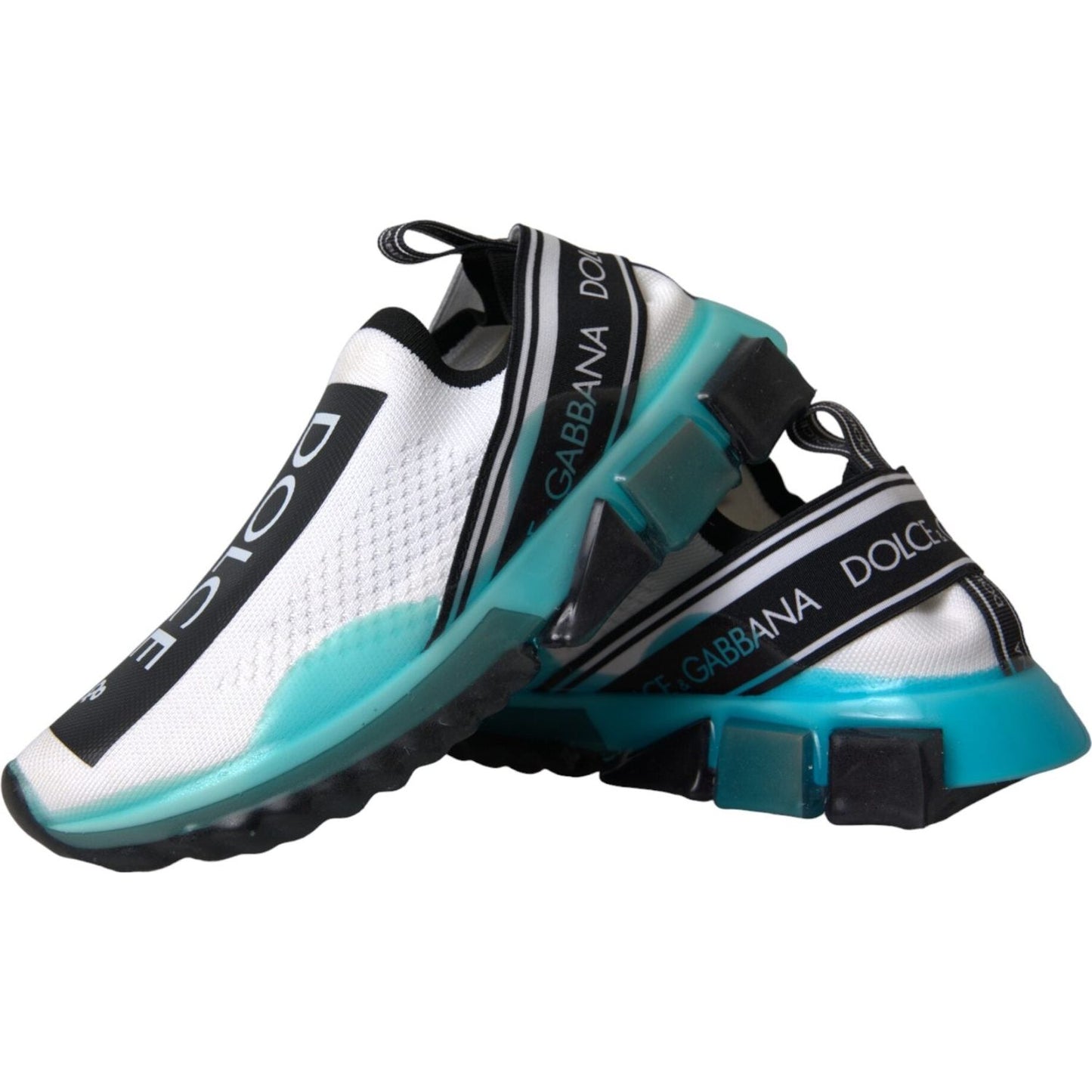 Dolce & Gabbana Black White Blue Slip On Sorrento Sneakers Shoes LA11109-37