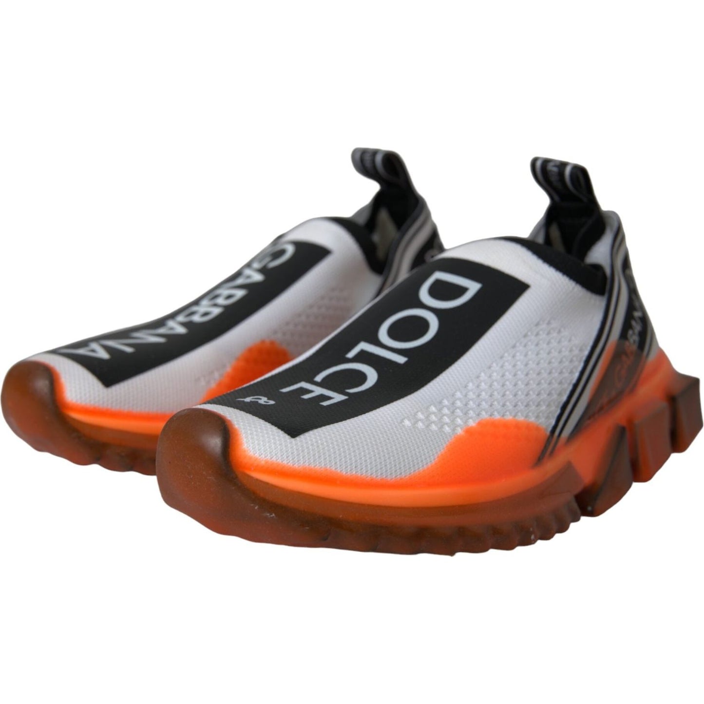Dolce & Gabbana Black White Orange Slip On Sorrento Sneakers Shoes LA11111-36.5
