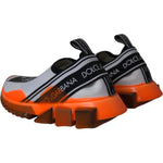 Dolce & Gabbana Black White Orange Slip On Sorrento Sneakers Shoes LA11111-36.5