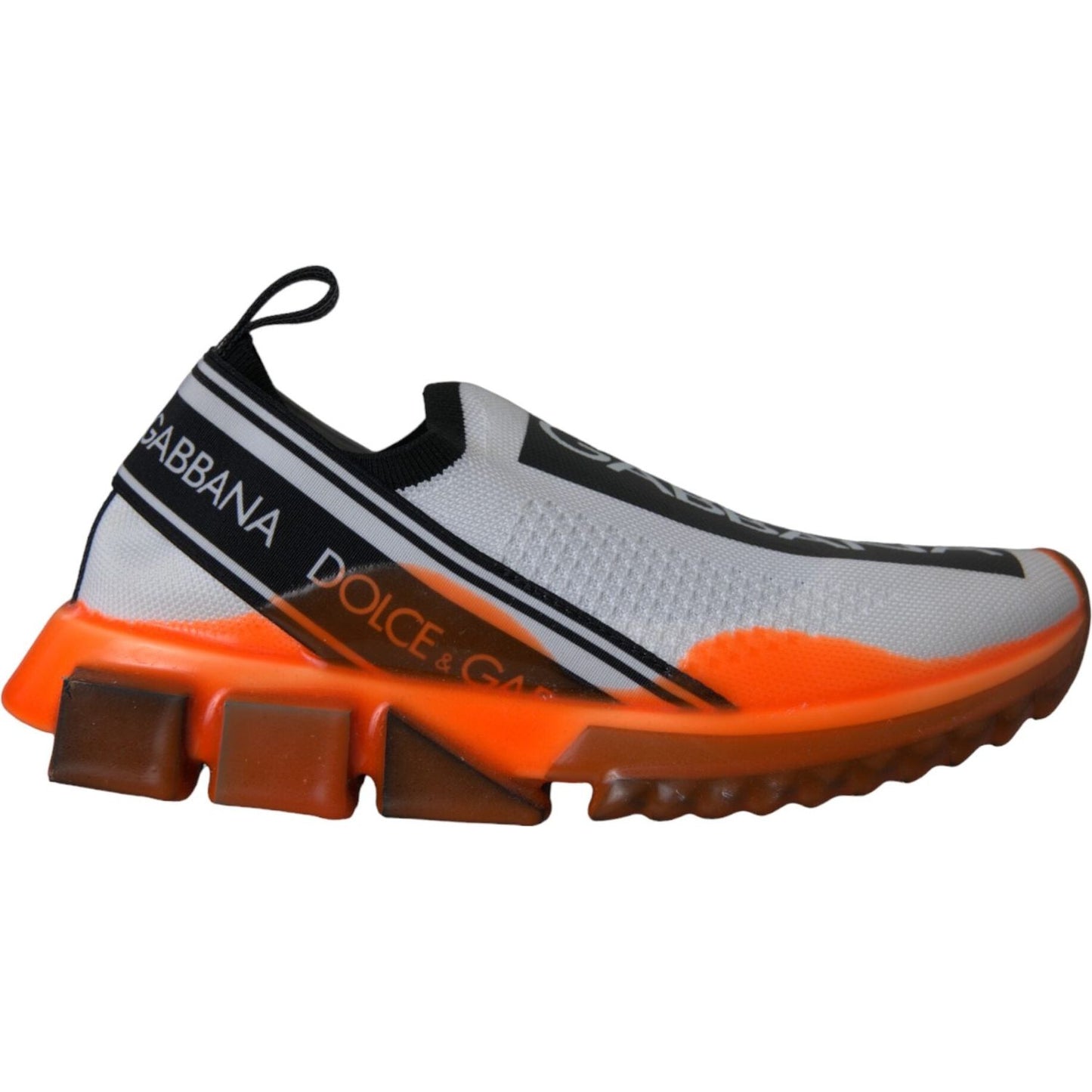 Dolce & Gabbana Black White Orange Slip On Sorrento Sneakers Shoes LA11111-36.5