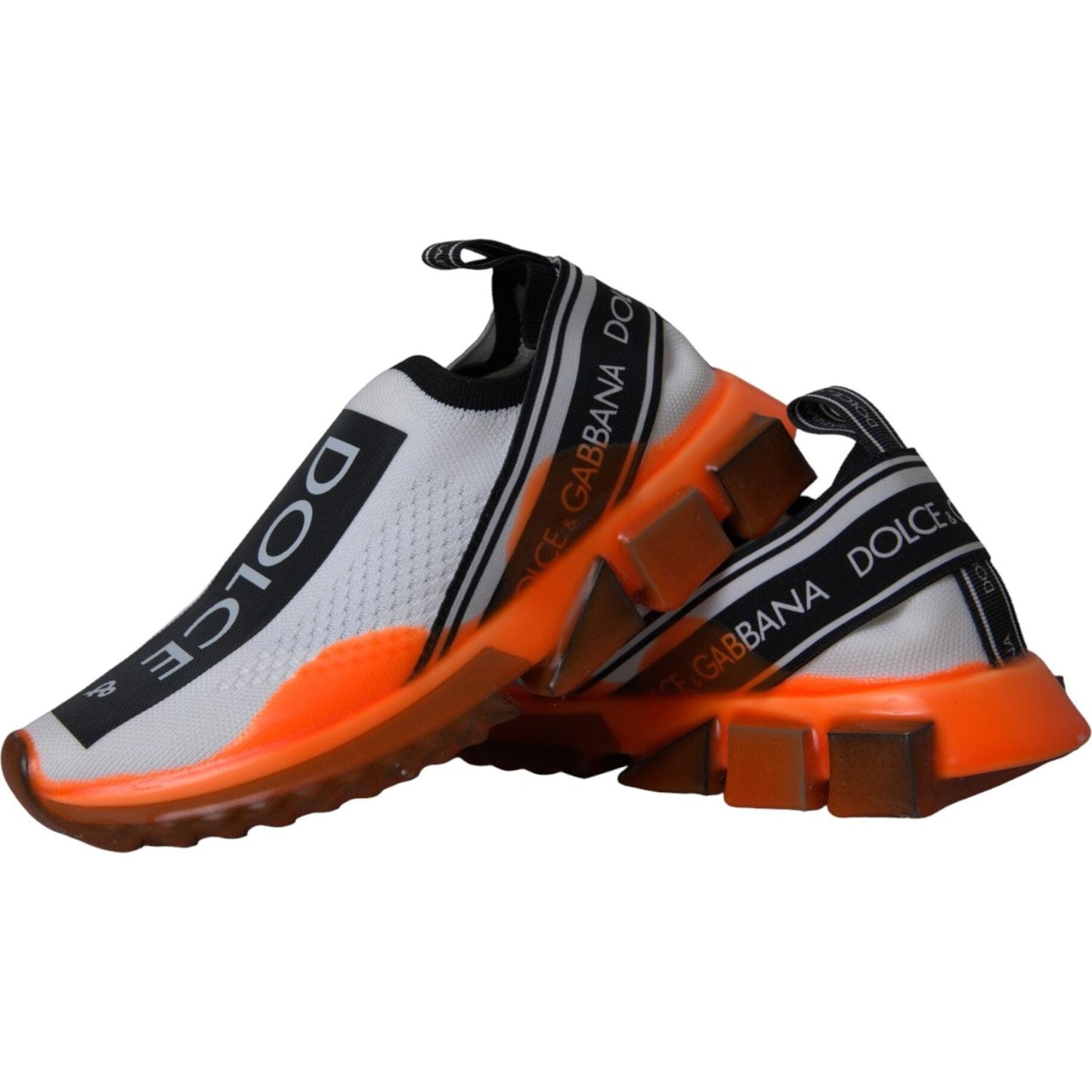 Dolce & Gabbana Black White Orange Slip On Sorrento Sneakers Shoes LA11111-36.5