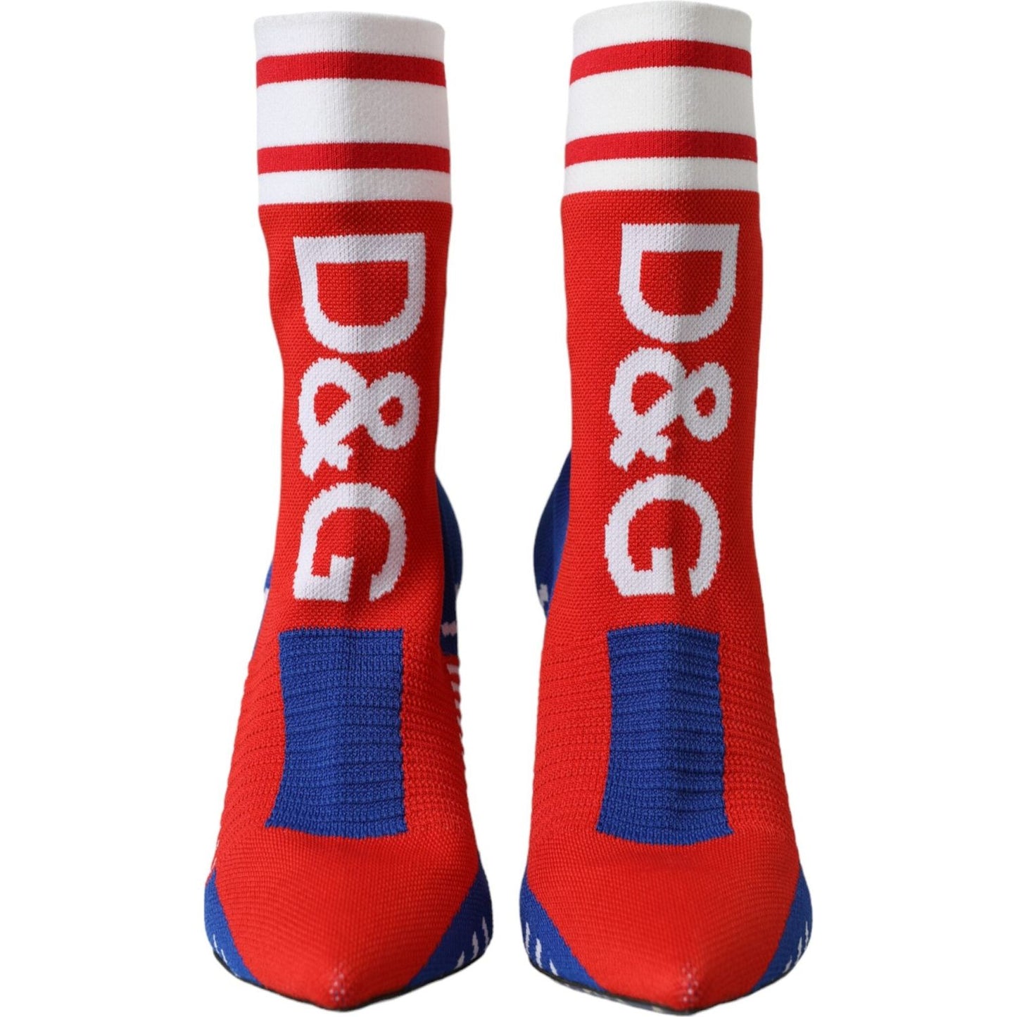 Dolce & Gabbana Red Blue Stretch Sock Style Short Boots Logo Shoes LA11190-37