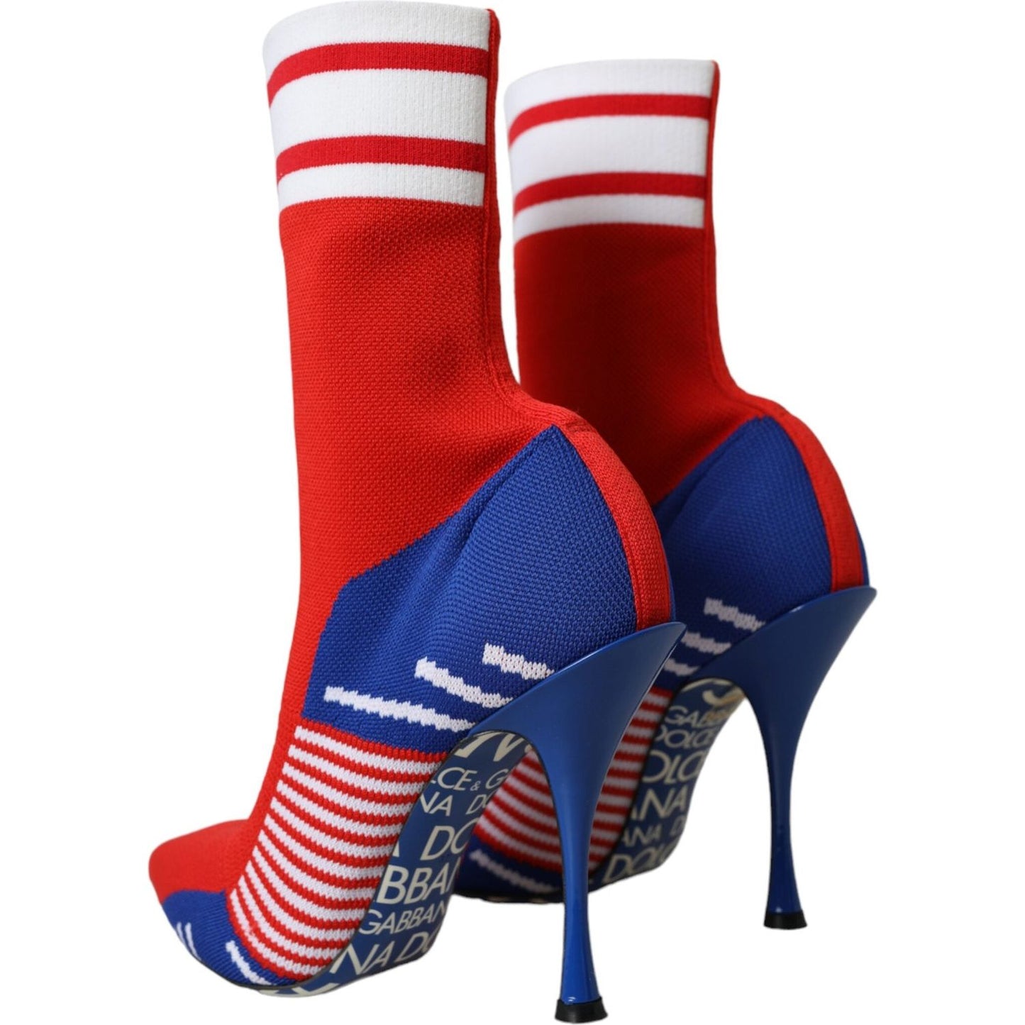 Dolce & Gabbana Red Blue Stretch Sock Style Short Boots Logo Shoes LA11190-37