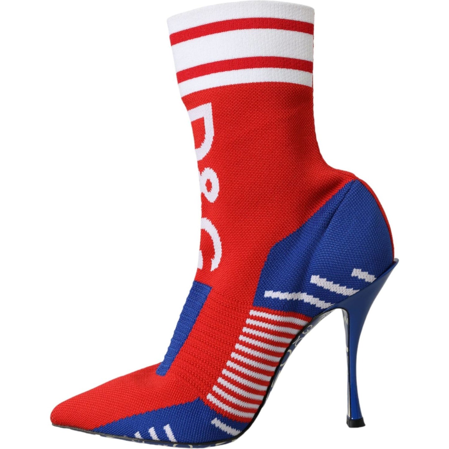 Dolce & Gabbana Red Blue Stretch Sock Style Short Boots Logo Shoes LA11190-37