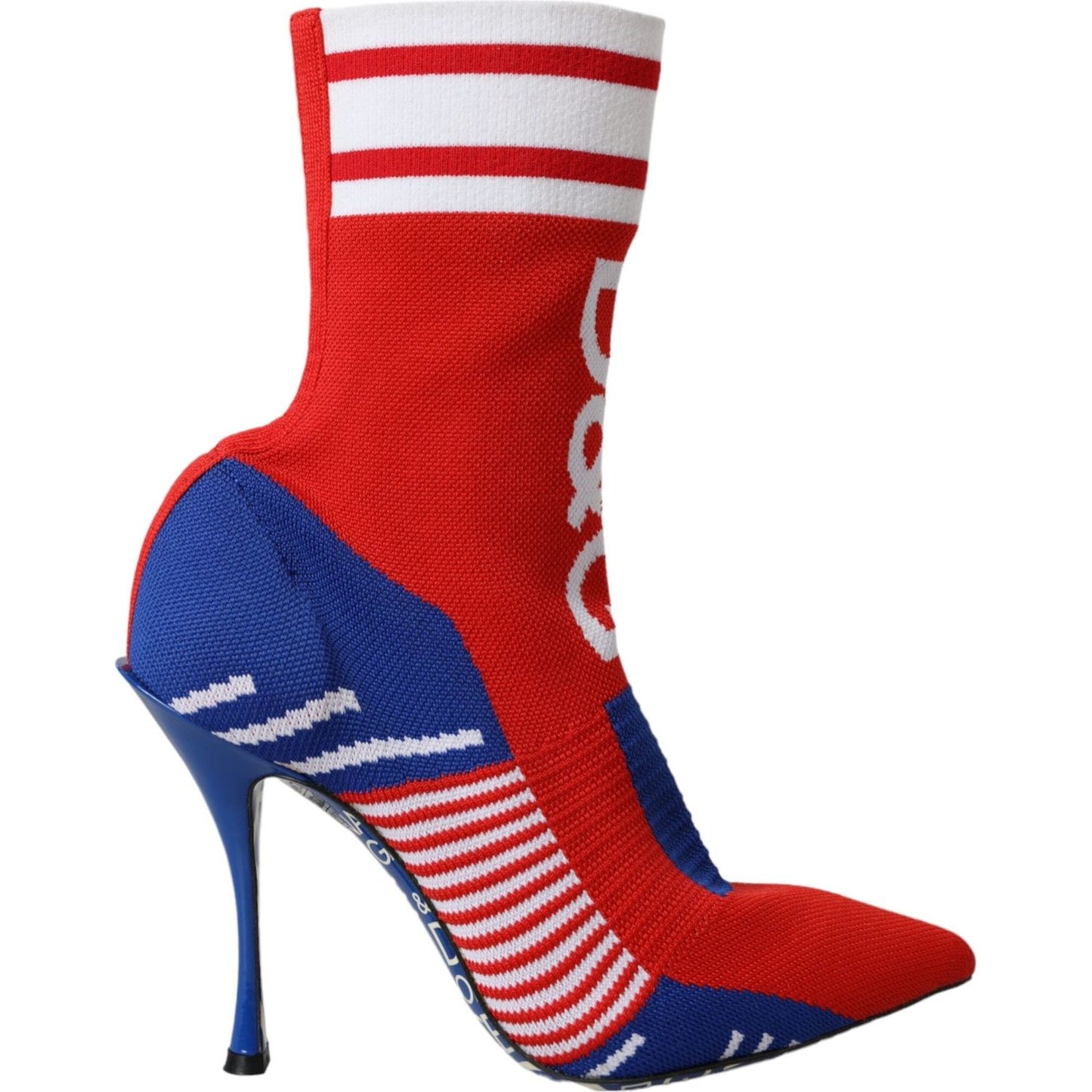 Dolce & Gabbana Red Blue Stretch Sock Style Short Boots Logo Shoes LA11190-37