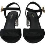 Dolce & Gabbana Black Crystal Ankle Strap Keira Sandal Shoes LA10990-37.5