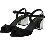 Dolce & Gabbana Black Crystal Ankle Strap Keira Sandal Shoes LA10990-37.5