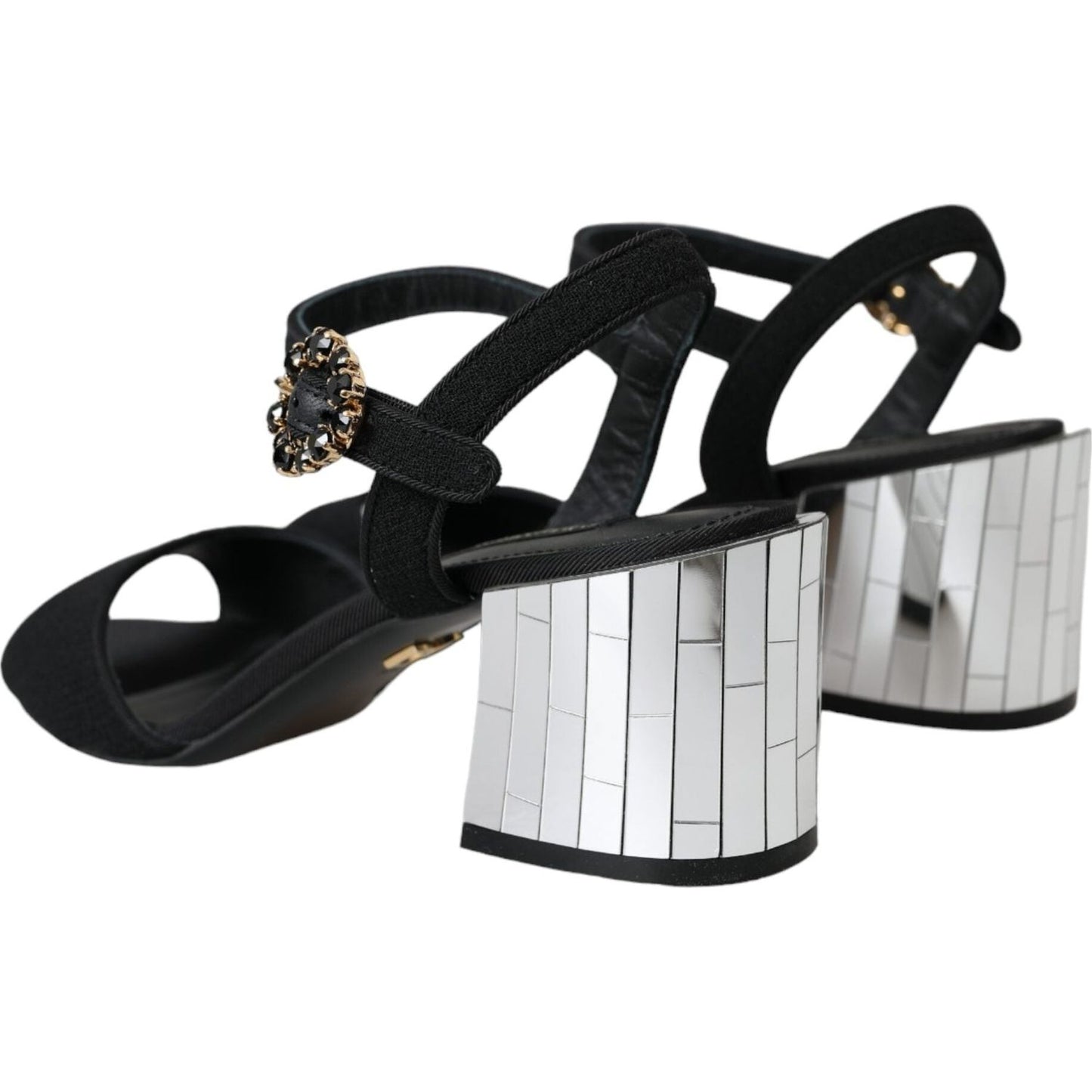 Dolce & Gabbana Black Crystal Ankle Strap Keira Sandal Shoes LA10990-37.5