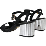 Dolce & Gabbana Black Crystal Ankle Strap Keira Sandal Shoes LA10990-37.5