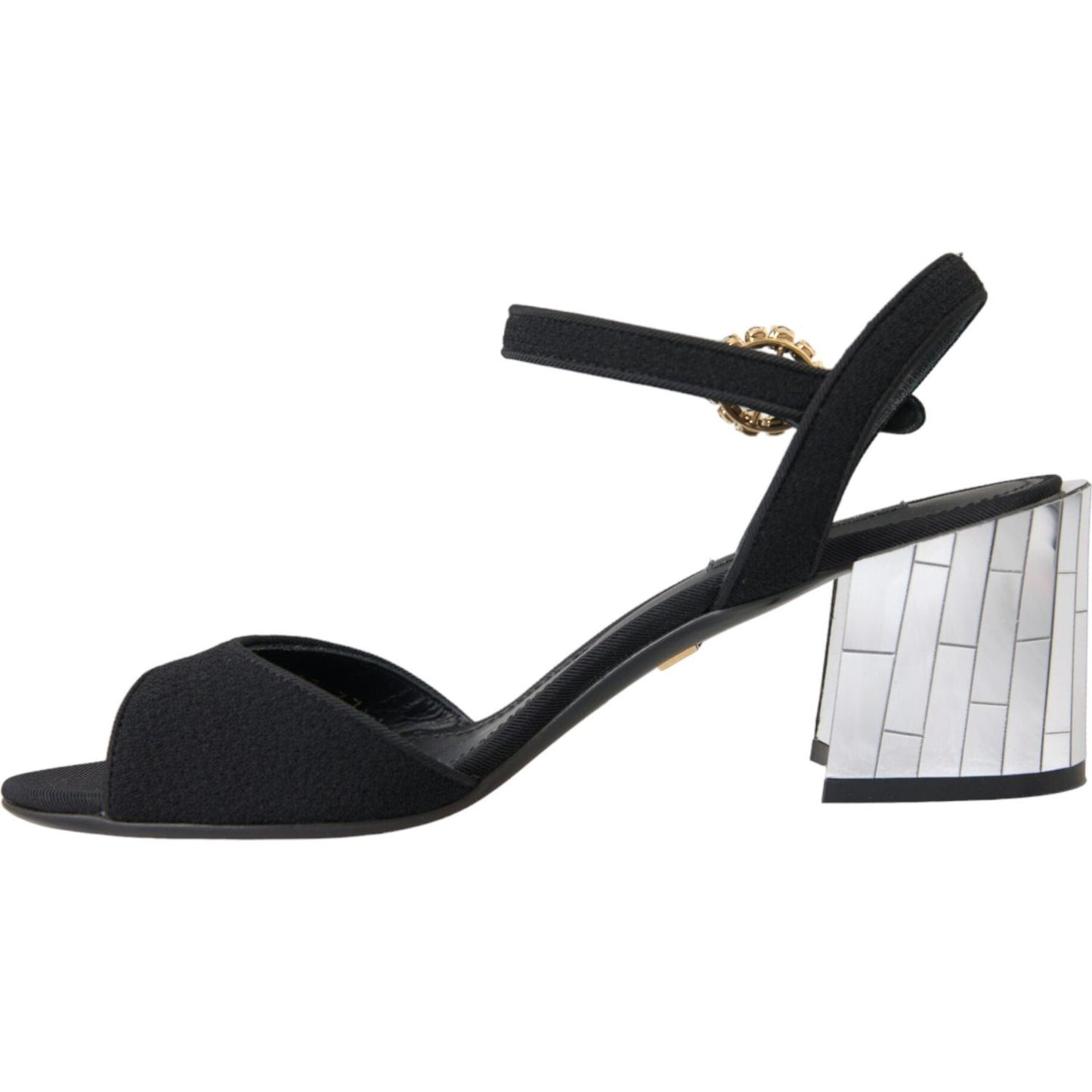 Dolce & Gabbana Black Crystal Ankle Strap Keira Sandal Shoes LA10990-37.5