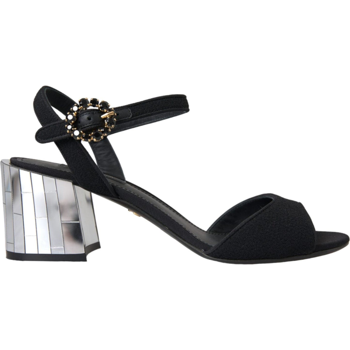 Dolce & Gabbana Black Crystal Ankle Strap Keira Sandal Shoes LA10990-37.5