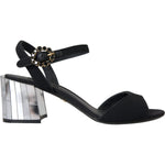 Dolce & Gabbana Black Crystal Ankle Strap Keira Sandal Shoes LA10990-37.5