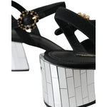 Dolce & Gabbana Black Crystal Ankle Strap Keira Sandal Shoes LA10990-37.5