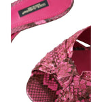 Dolce & Gabbana Pink Exotic Leather Kitten Heels Slides Shoes LA11028-36.5