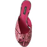 Dolce & Gabbana Pink Exotic Leather Kitten Heels Slides Shoes LA11028-36.5