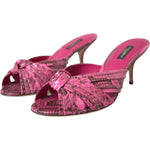 Dolce & Gabbana Pink Exotic Leather Kitten Heels Slides Shoes LA11029-36