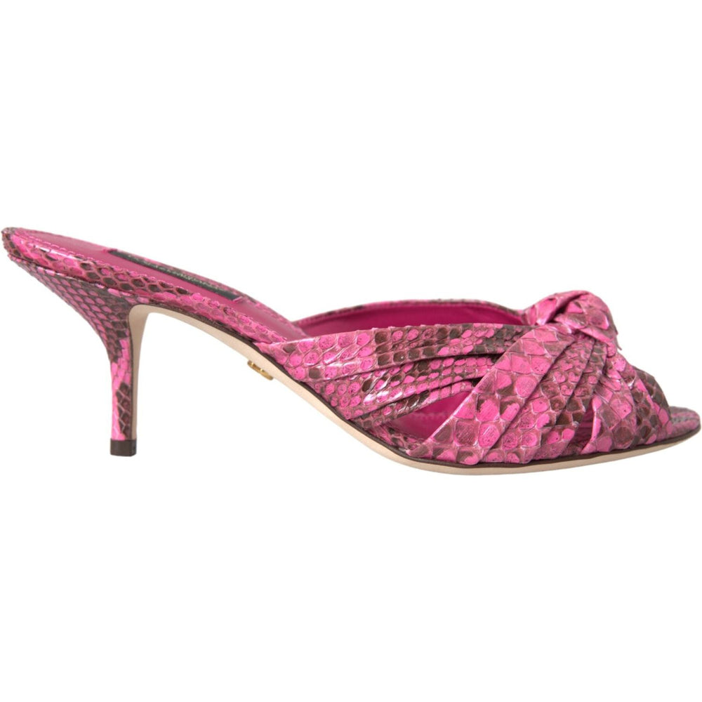 Dolce & Gabbana Pink Exotic Leather Kitten Heels Slides Shoes LA11029-36