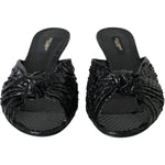Dolce & Gabbana Black Exotic Leather Heels Slides Shoes LA11030-36.5
