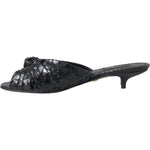Dolce & Gabbana Black Exotic Leather Heels Slides Shoes LA11030-36.5