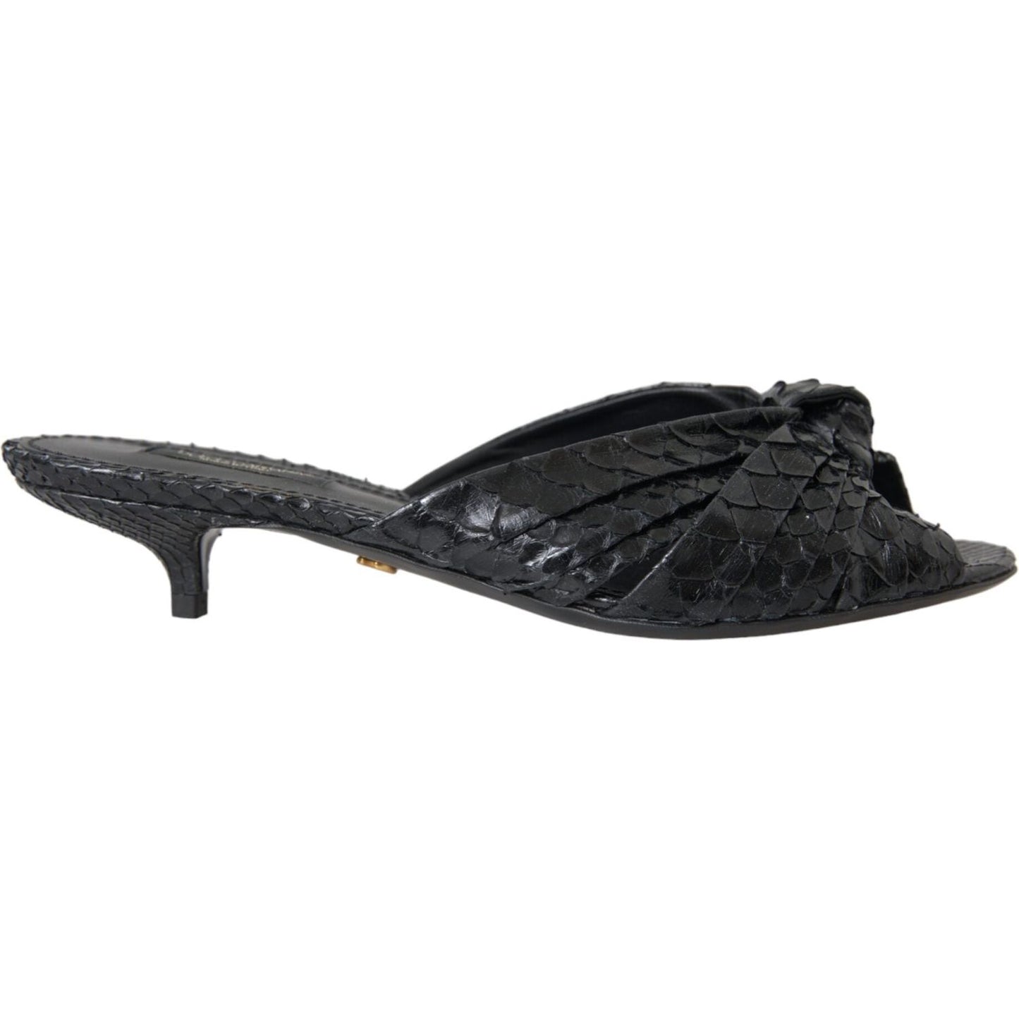 Dolce & Gabbana Black Exotic Leather Heels Slides Shoes LA11030-36.5