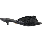 Dolce & Gabbana Black Exotic Leather Heels Slides Shoes LA11030-36.5