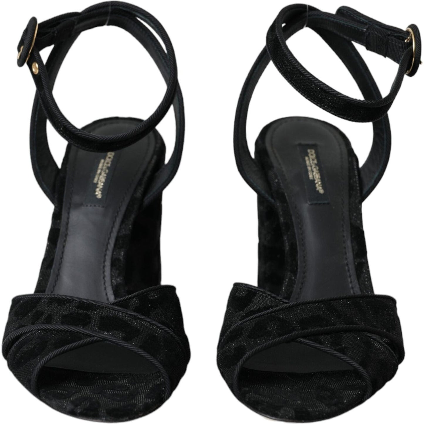 Dolce & Gabbana Black Leopard Suede Heels Sandals Shoes LA11131-36.5