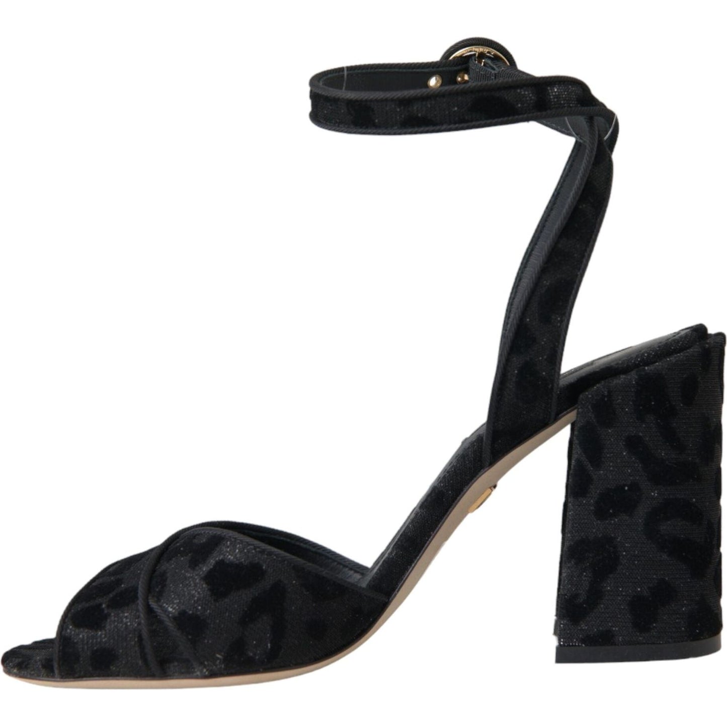 Dolce & Gabbana Black Leopard Suede Heels Sandals Shoes LA11131-36.5