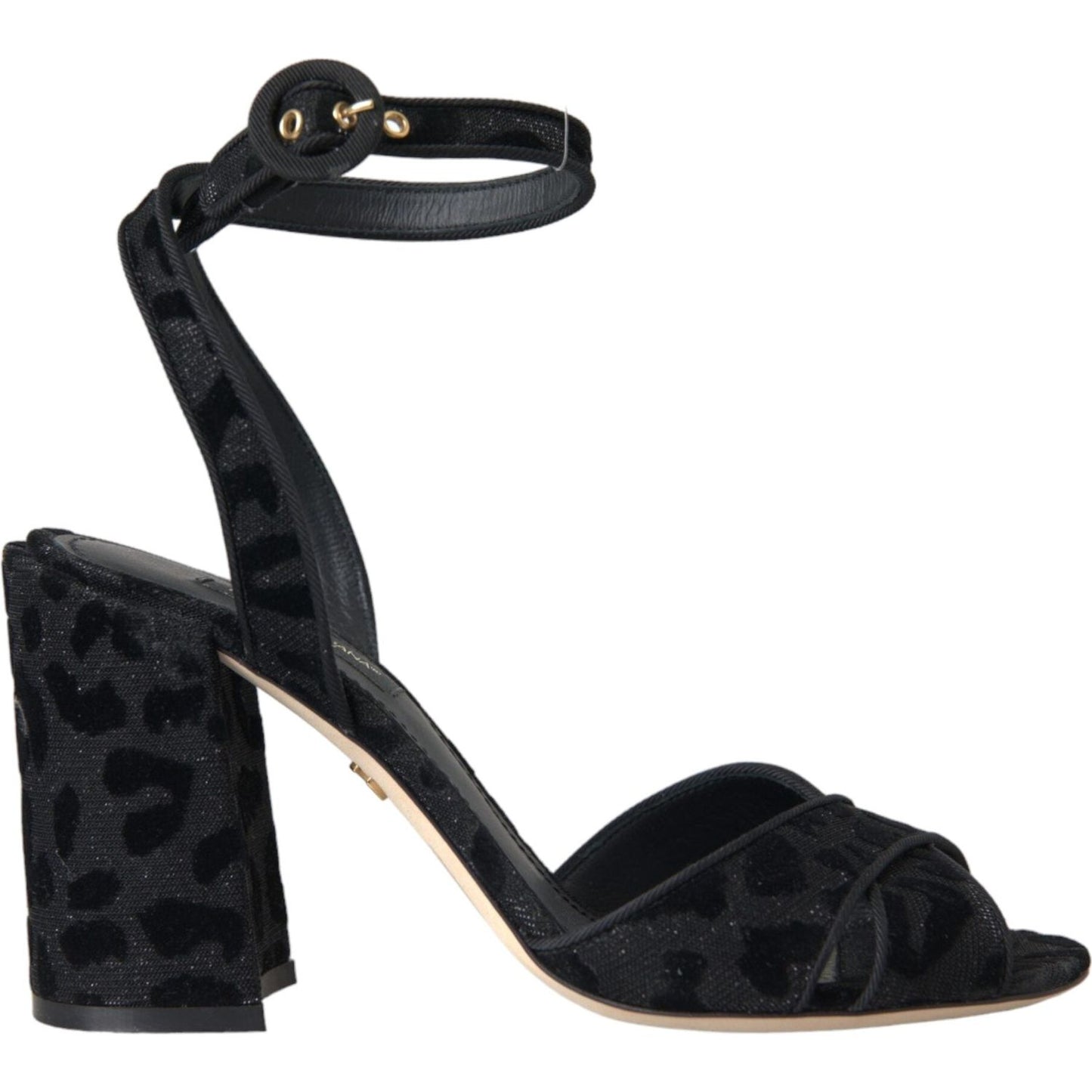 Dolce & Gabbana Black Leopard Suede Heels Sandals Shoes LA11131-36.5