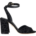 Dolce & Gabbana Black Leopard Suede Heels Sandals Shoes LA11131-36.5