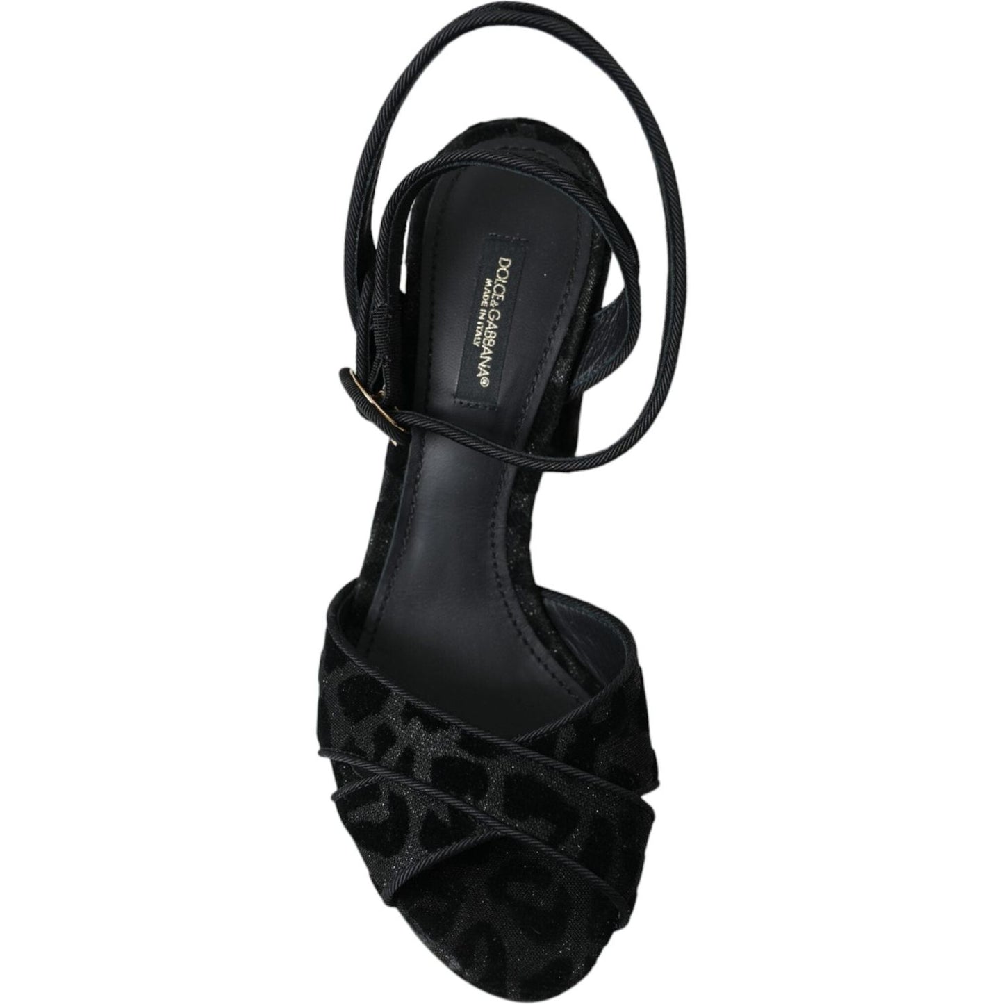 Dolce & Gabbana Black Leopard Suede Heels Sandals Shoes LA11131-36.5