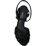 Dolce & Gabbana Black Leopard Suede Heels Sandals Shoes LA11131-36.5