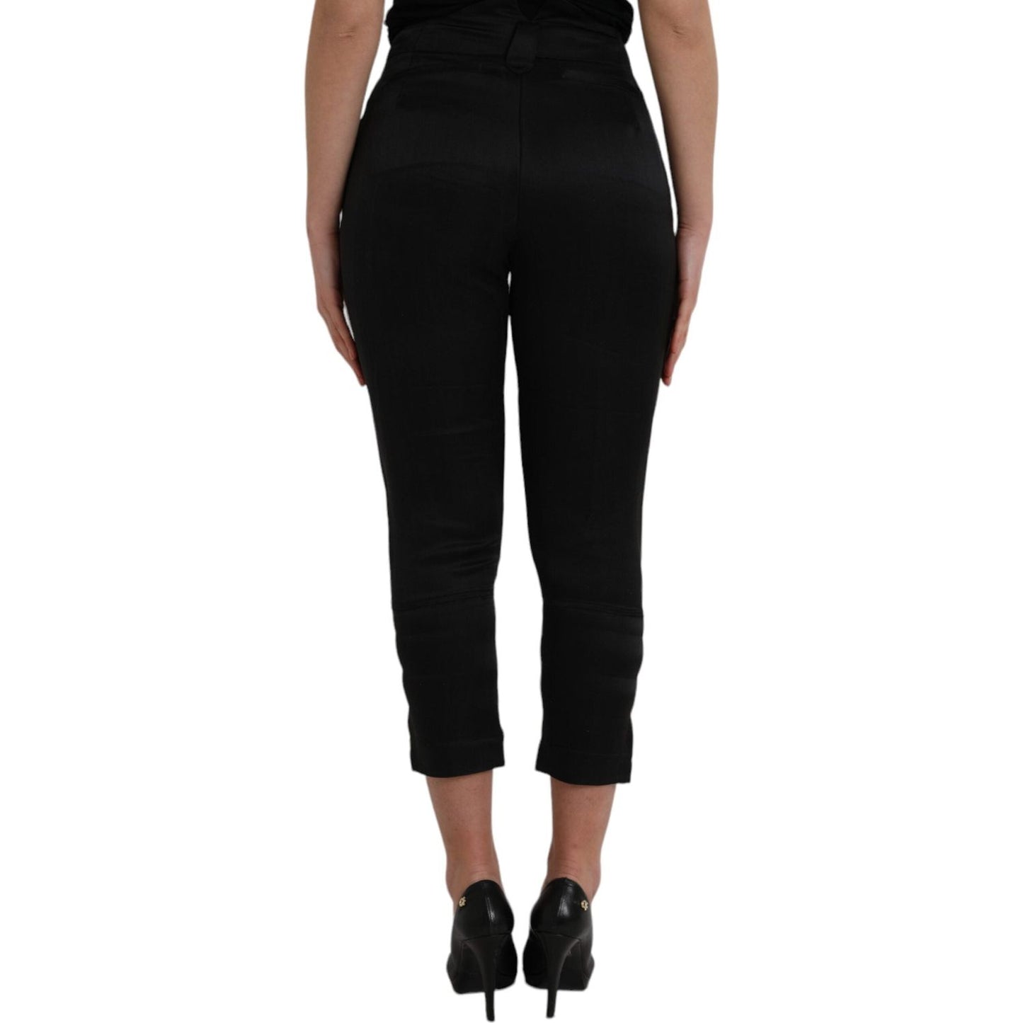 Ermanno Scervino Black High Waist Capri Cropped Pants PAN74690-42