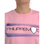 Philippe Model Pink Cotton Logo Print Long Sleeves Pullover Sweater TSH83273-XL