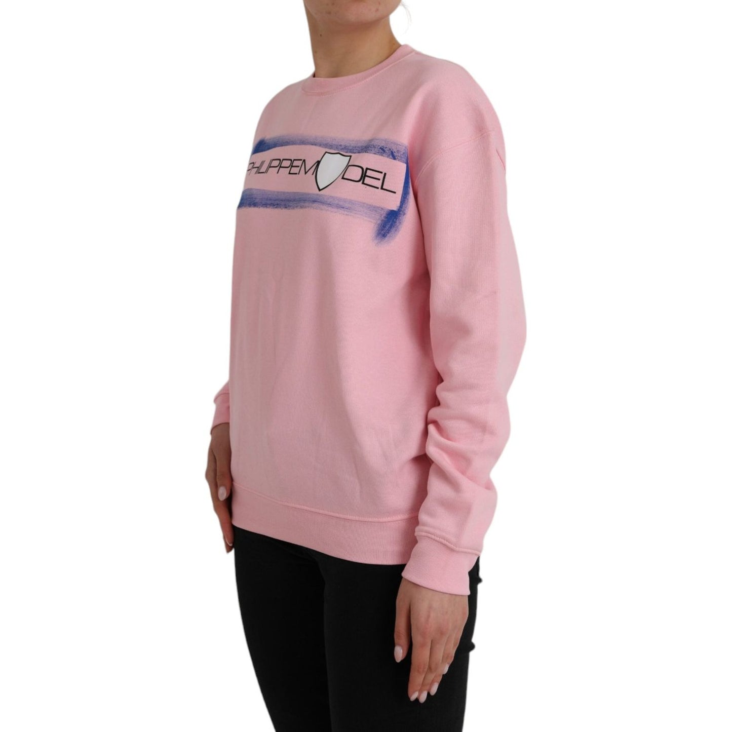 Philippe Model Pink Cotton Logo Print Long Sleeves Pullover Sweater TSH83287-L