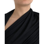 Dolce & Gabbana Black Wool Cutout Asymmetric Long Sleeve Top MS6454-36