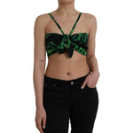 Dolce & Gabbana Black Green Leaf Silk Halter Cropped Top TSH8080-42