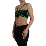 Dolce & Gabbana Black Green Leaf Silk Halter Cropped Top TSH8080-42