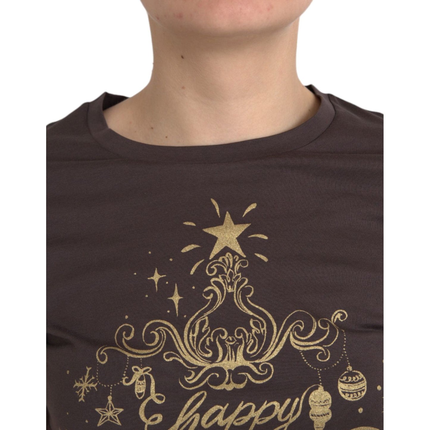 Dolce & Gabbana Brown Crewneck 2017 Motive Print T-shirt TSH84148-42