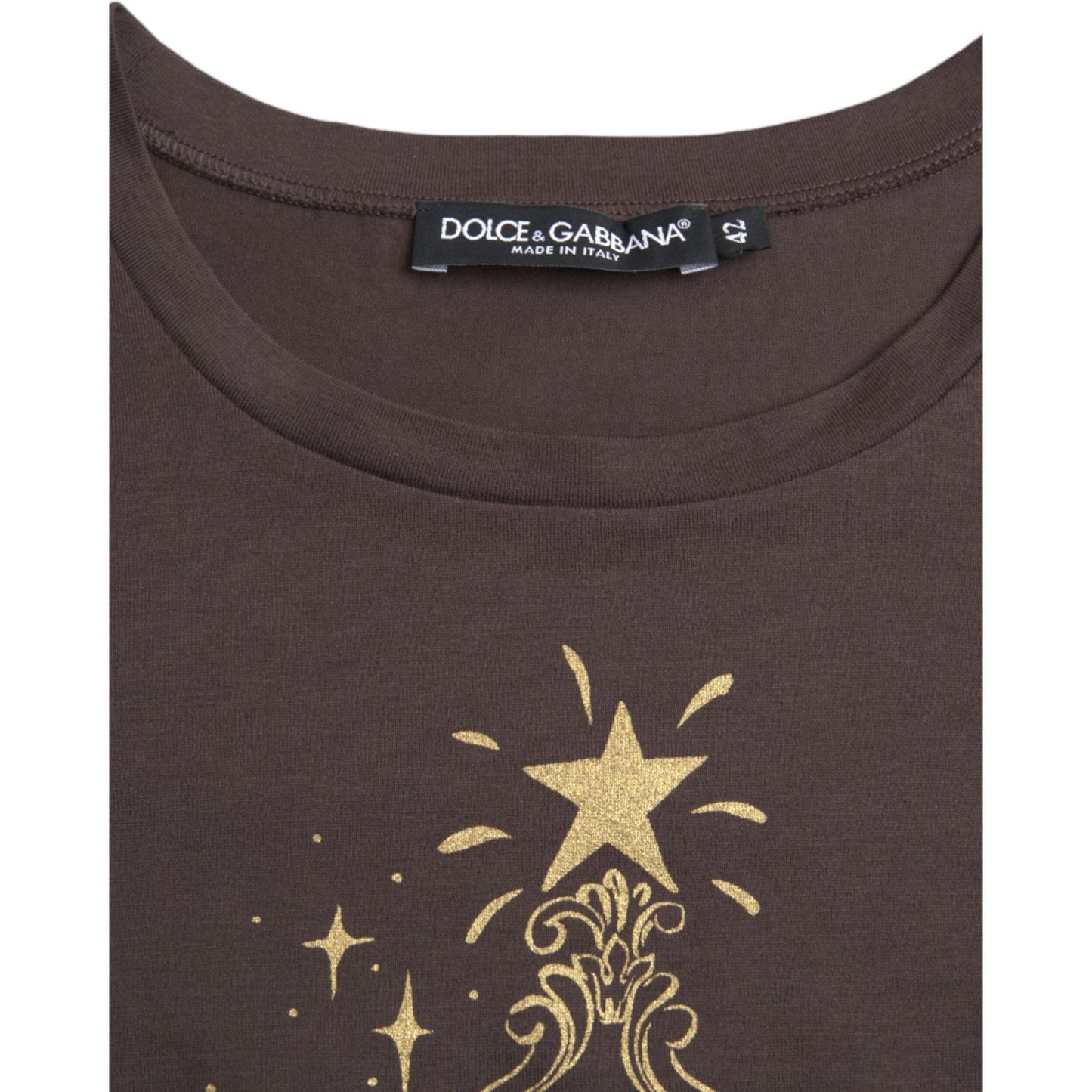 Dolce & Gabbana Brown Crewneck 2017 Motive Print T-shirt TSH84148-42