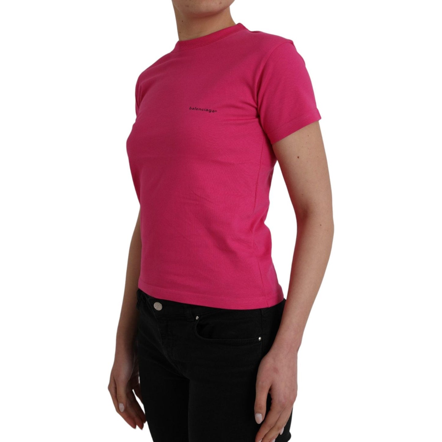 Balenciaga Pink Cotton Crew Neck Short Sleeves Tee T-shirt TSH84949-L