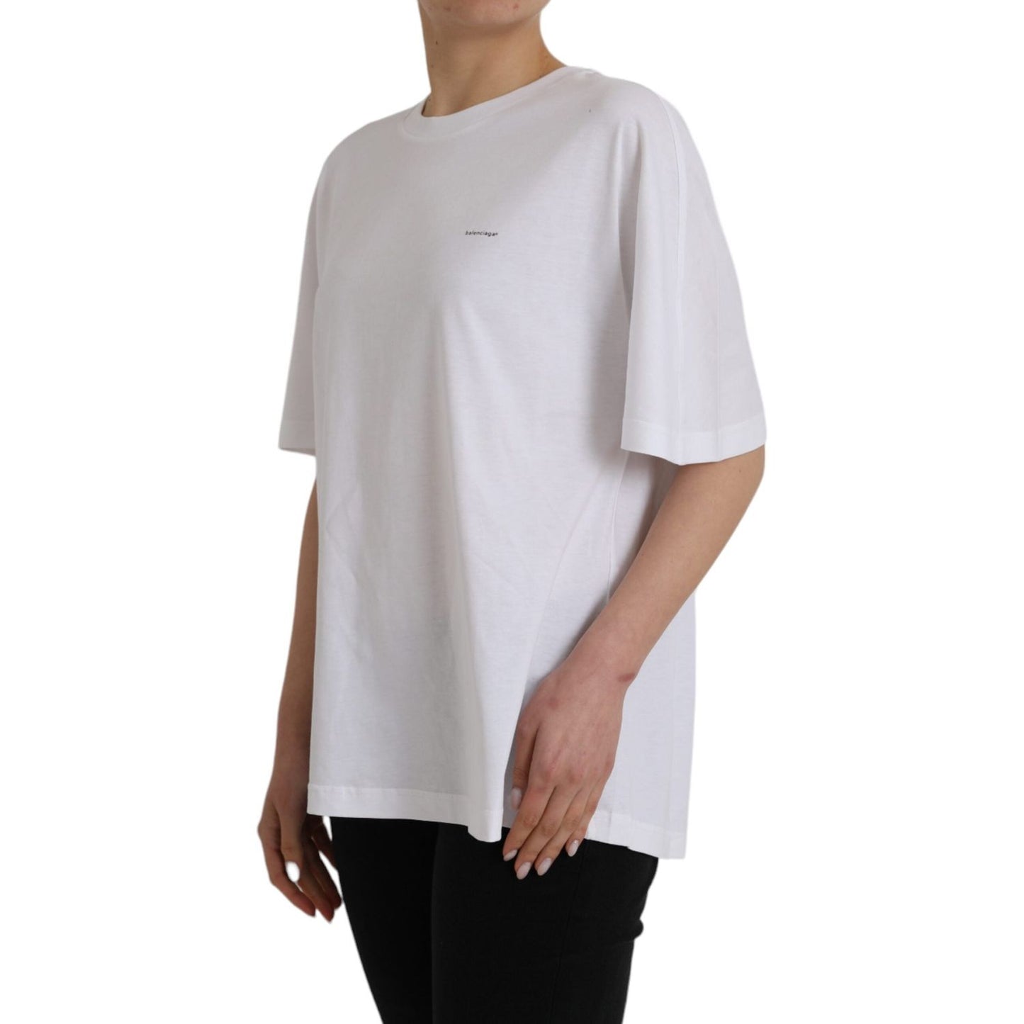 Balenciaga White Cotton Crew Neck Short Sleeves T-shirt TSH84981-S