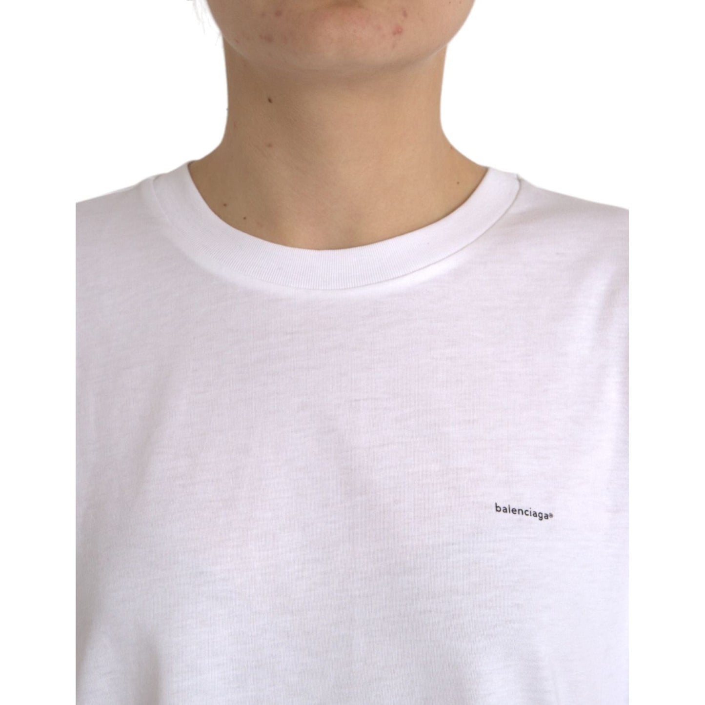 Balenciaga White Cotton Crew Neck Short Sleeves T-shirt TSH84985-M