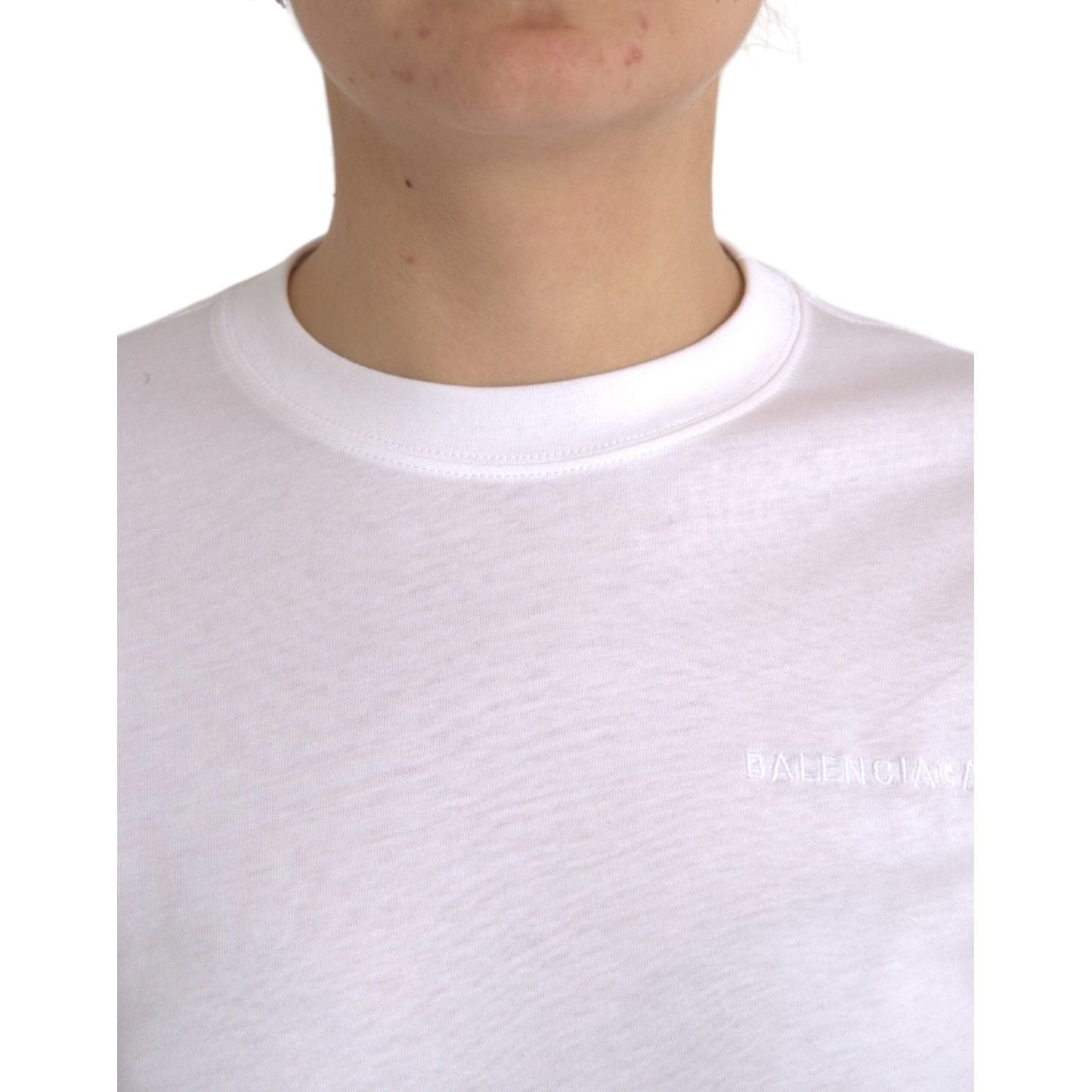Balenciaga White Cotton Crew Neck Short Sleeves T-shirt TSH84996-XS