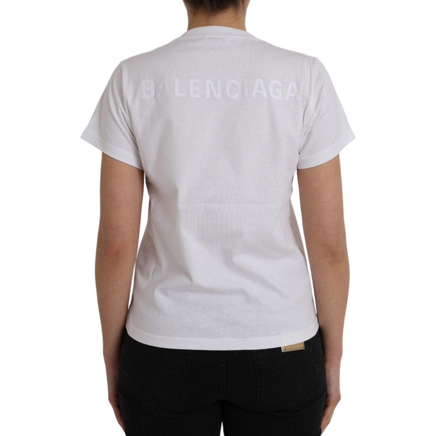 Balenciaga White Cotton Crew Neck Short Sleeves T-shirt TSH85027-L