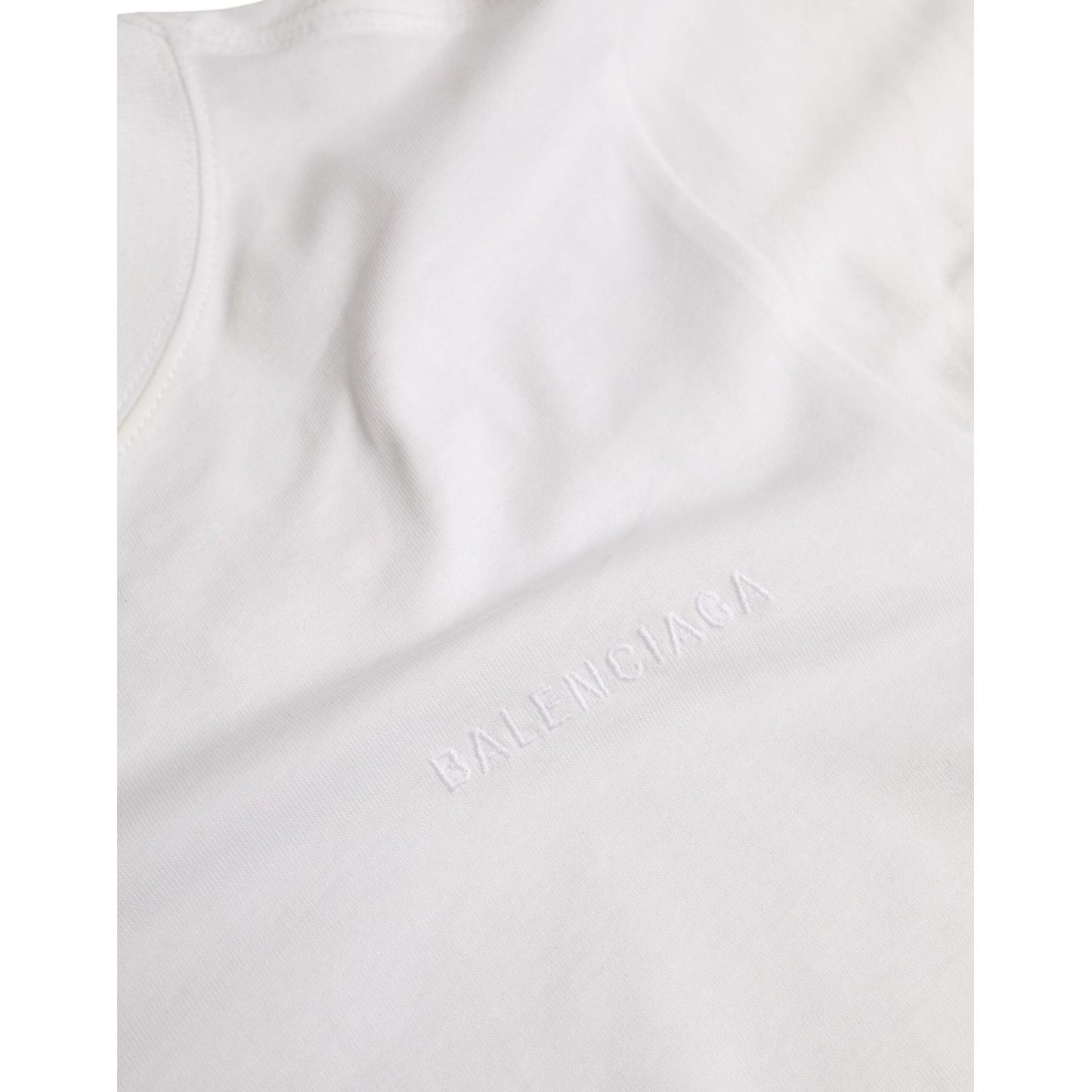 Balenciaga White Cotton Crew Neck Short Sleeves T-shirt TSH85027-L
