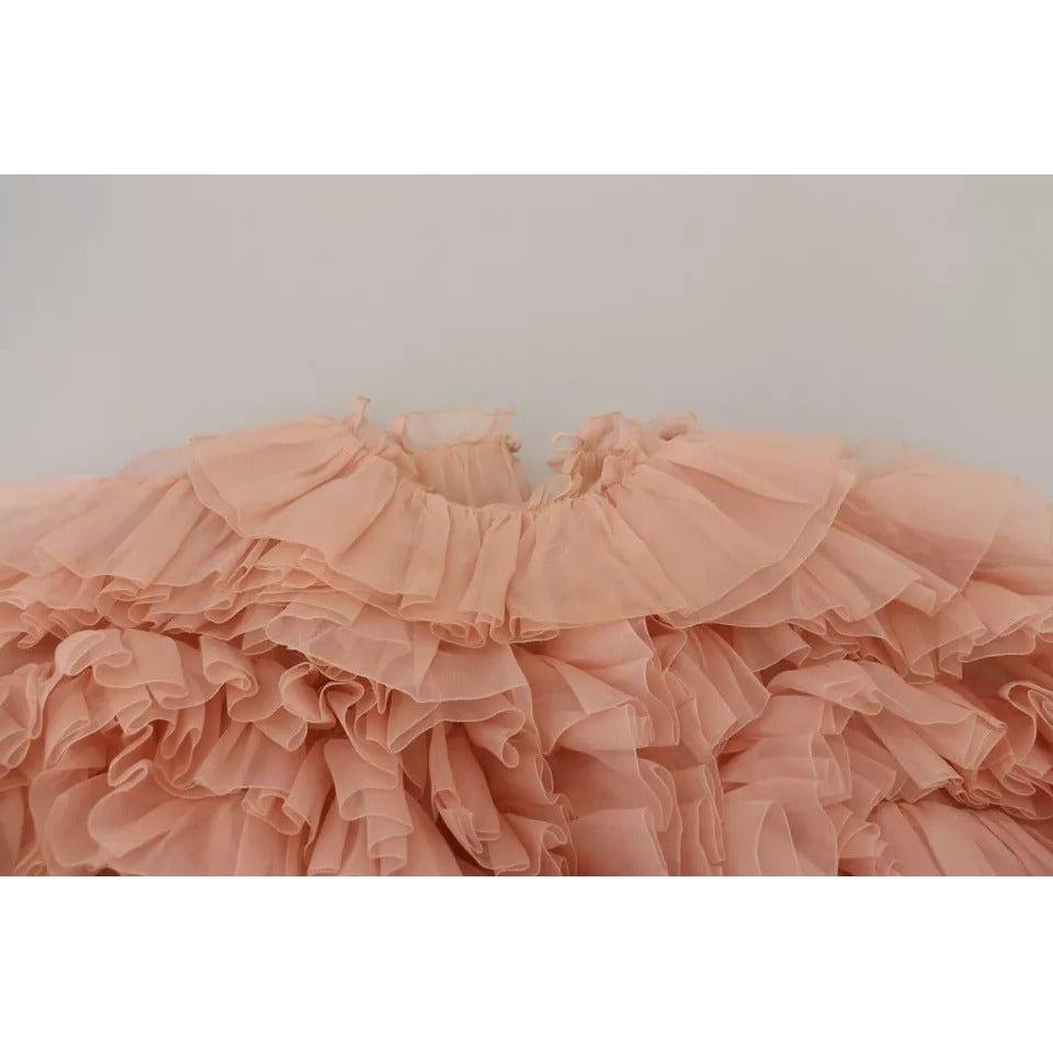Dolce & Gabbana Pink Ruffles Long Sleeves Pullover Sweater TSH83761-40