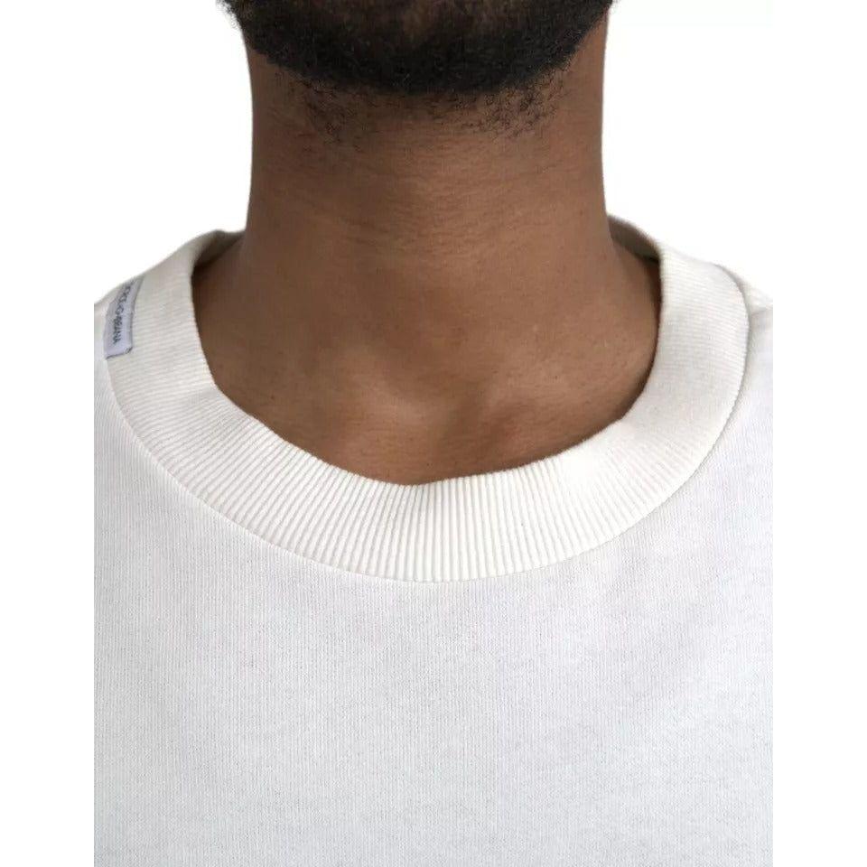 Dolce & Gabbana White Logo Cotton Crew Neck Pullover Sweater TSH84894-46