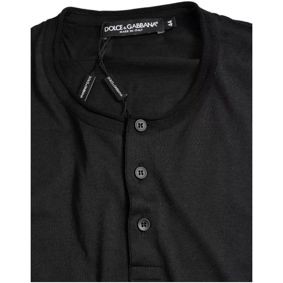 Dolce & Gabbana Black Buttoned Roundneck Short Sleeve T-shirt TSH84680-42