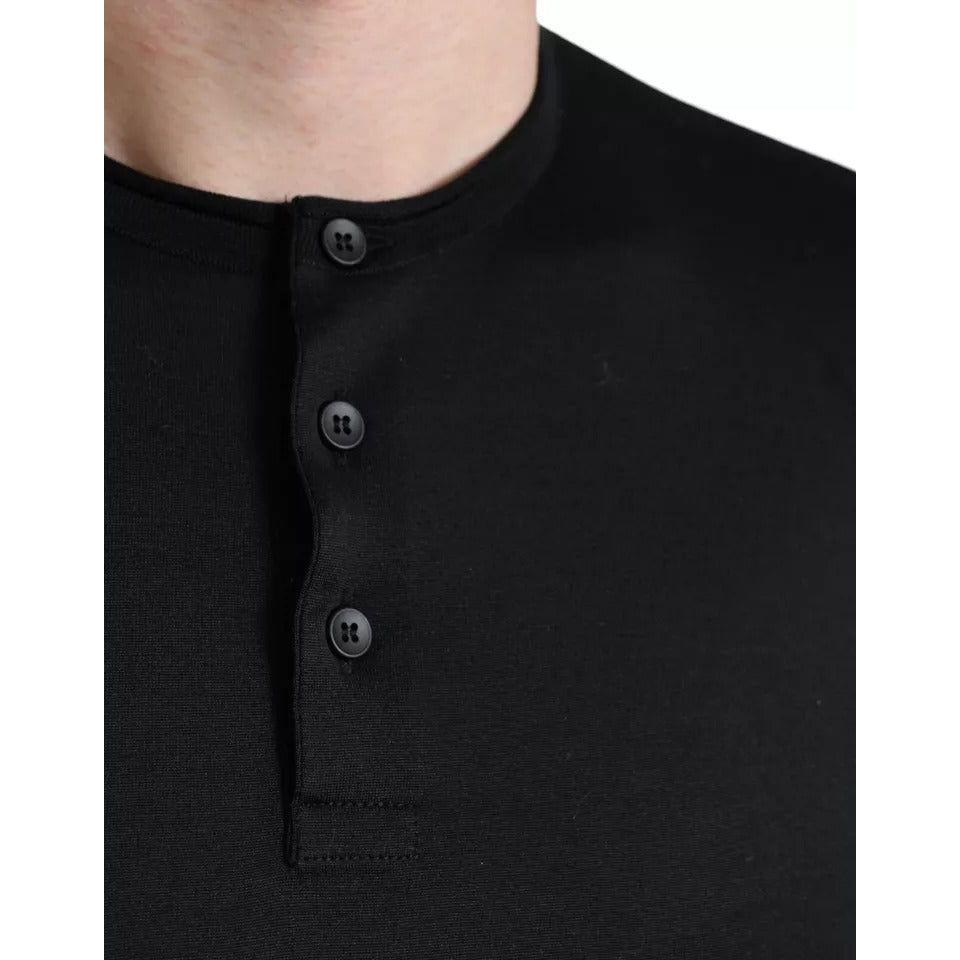 Dolce & Gabbana Black Buttoned Roundneck Short Sleeve T-shirt TSH84680-42